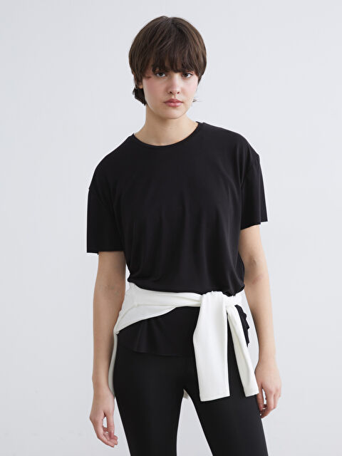 KOOR SPORT Bisiklet Yaka Oversize Kadın Spor Tişört - S6LH75Z8-CVL