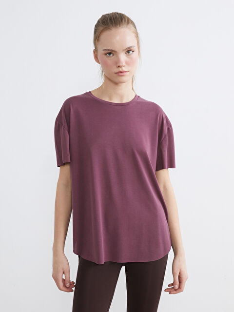 KOOR SPORT Bisiklet Yaka Oversize Kadın Spor Tişört - S6LH75Z8-HMS