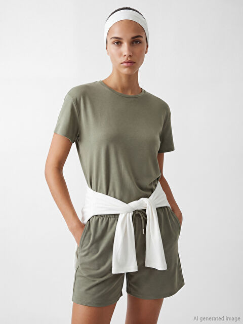 KOOR SPORT Bisiklet Yaka Oversize Kadın Spor Tişört