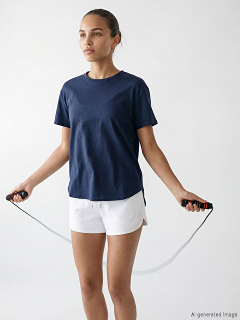 KOOR SPORT Bisiklet Yaka Oversize Kadın Spor Tişört - S6LH75Z8-1Q2