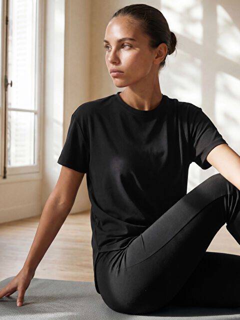 KOOR SPORT Bisiklet Yaka Oversize Kadın Spor Tişört