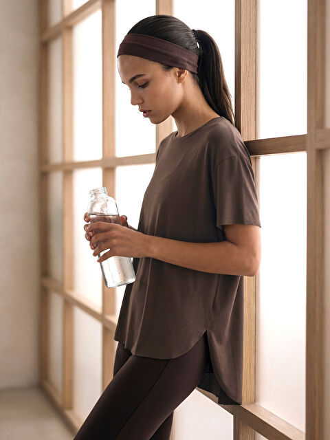 KOOR SPORT Bisiklet Yaka Oversize Kadın Spor Tişört