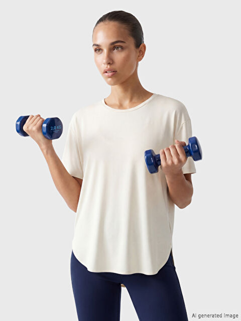 KOOR SPORT Bisiklet Yaka Oversize Kadın Spor Tişört