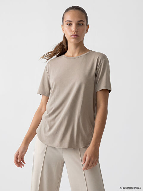 KOOR SPORT Bisiklet Yaka Kadın Oversize Spor Tişört