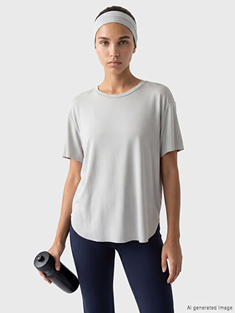 KOOR SPORT Bisiklet Yaka Kadın Oversize Spor Tişört