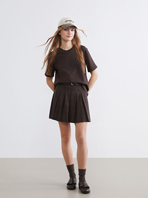 XSIDE Beli Kemerli Ekose Pileli Mini Etek - S6LH96Z8-LLL