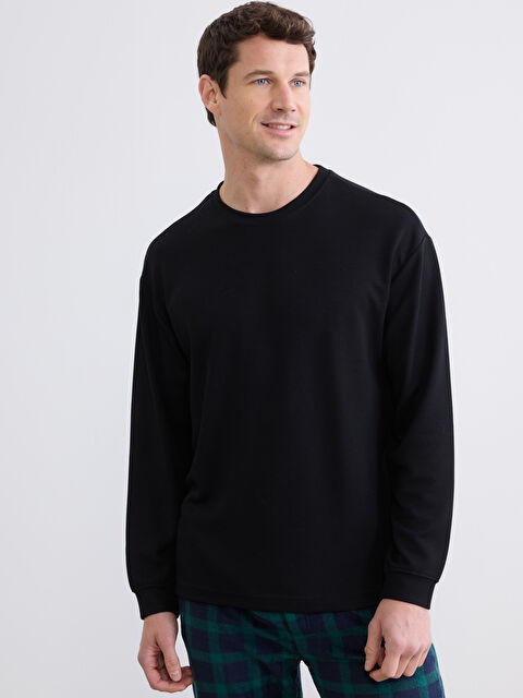 LC WAIKIKI Bisiklet Yaka Uzun Kollu Erkek Pijama Üstü - S6LH99Z8-CVL