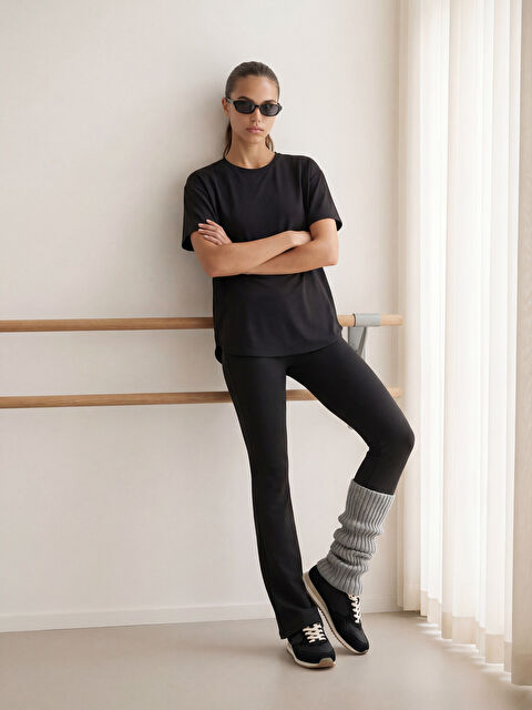 KOOR SPORT Beli Lastikli İspanyol Paça Kadın Spor Tayt