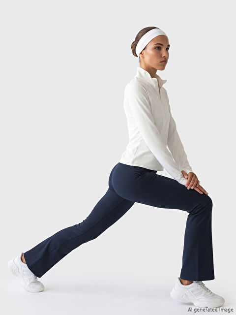 KOOR SPORT Beli Lastikli İspanyol Paça Kadın Spor Tayt