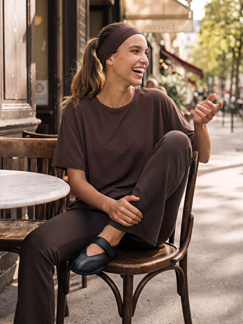 KOOR SPORT Beli Lastikli İspanyol Paça Kadın Spor Tayt