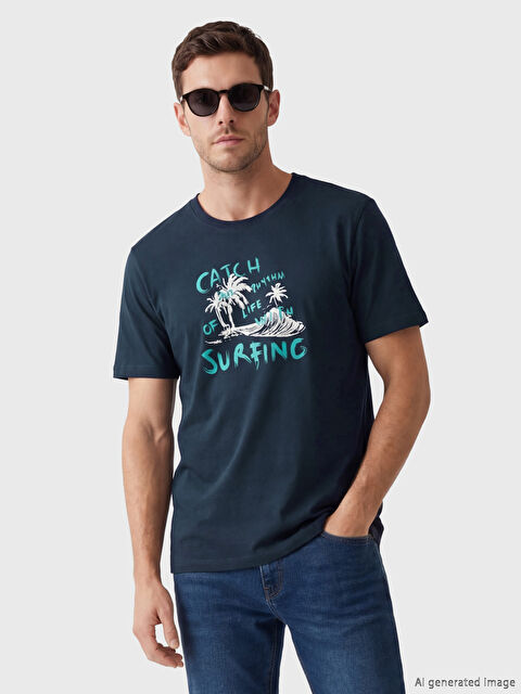 LC WAIKIKI Bisiklet Yaka Baskılı Erkek Tişört