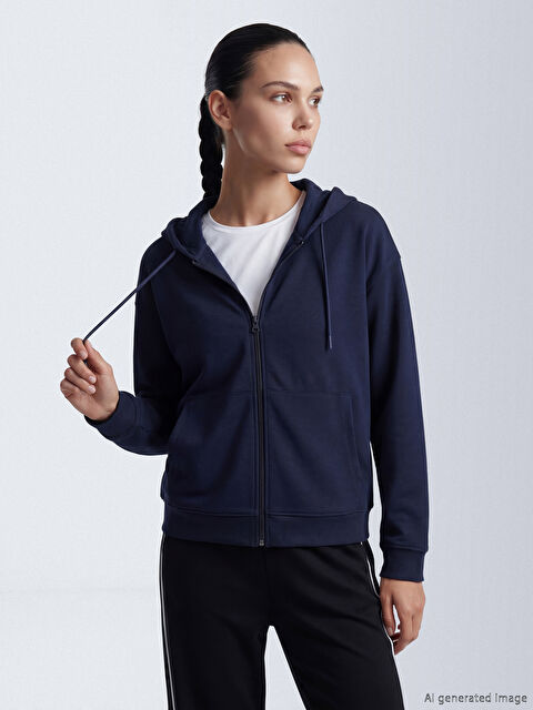 KOOR SPORT Kapüşonlu Soft Touch Kadın Fermuarlı Sweatshirt - S6LI87Z8-E1J