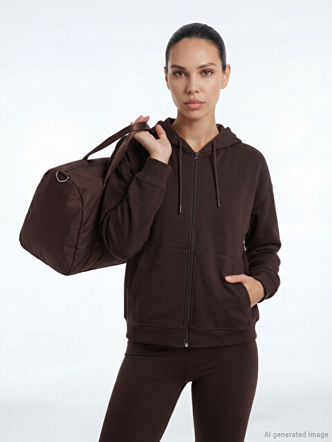 KOOR SPORT Kapüşonlu Soft Touch Kadın Fermuarlı Sweatshirt - S6LI87Z8-HNM