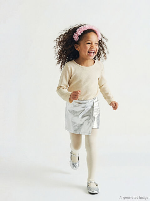 LCW Kids Parlak Görünümlü Kız Çocuk Şort Etek ve Külotlu Çorap - S6LJ08Z1-G8Z