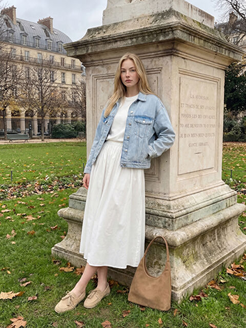 XSIDE Bisiklet Yaka Oversize Kadın Tişört - S6LJ28Z8-R9J