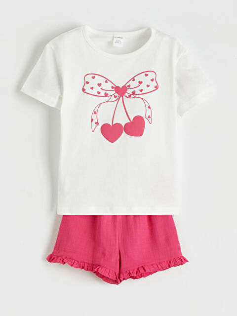 LCW ECO Kiraz Baskılı Tişört ve Şort 2'li - S6LJ45Z1-GS5