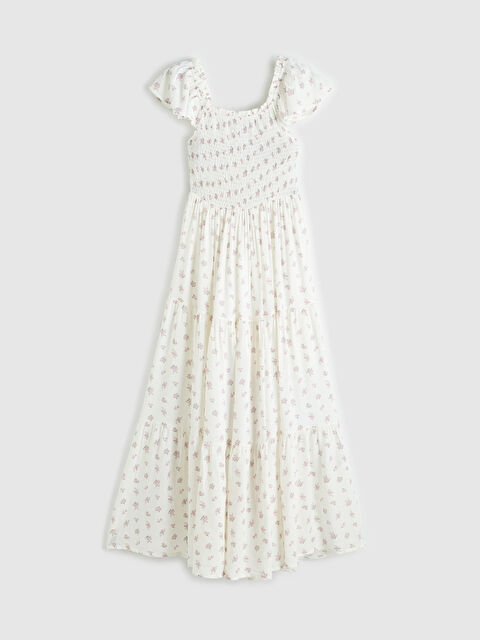 XSIDE Kare Yaka Çiçekli Poplin Elbise - S6LJ55Z8-LT4