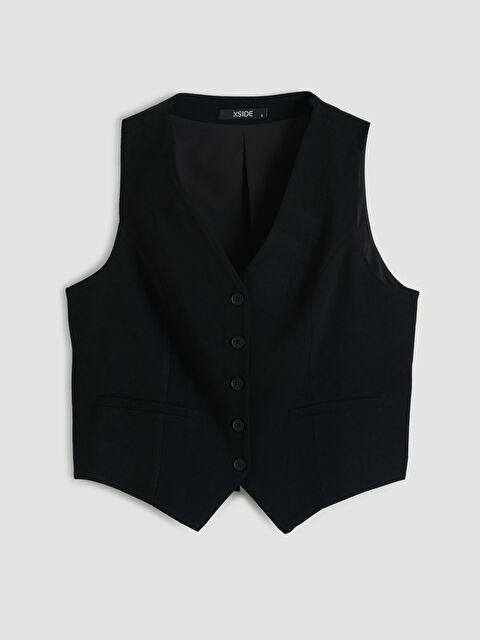 XSIDE V Yaka Keten Karışımlı Kadın Klasik Yelek - S6LJ57Z8-CVL