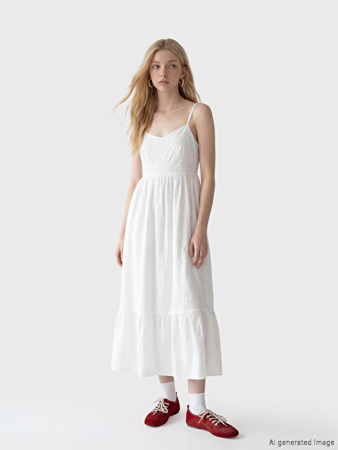 XSIDE Kalp Yaka İp Askılı Ajurlu Elbise - S6LJ58Z8-Q6K