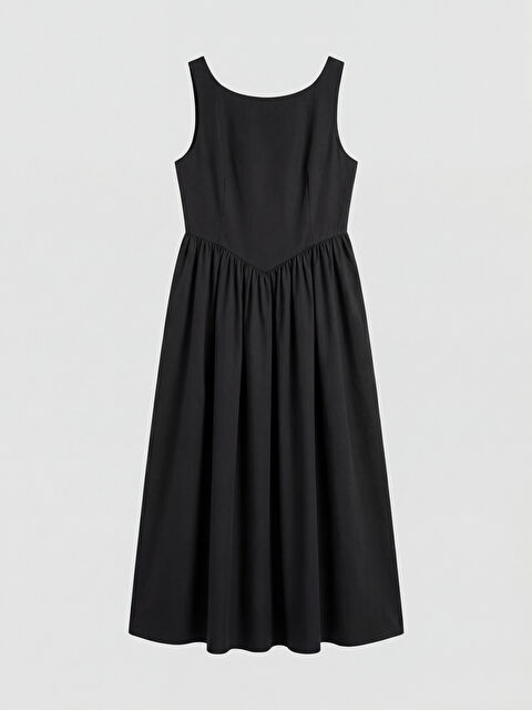 XSIDE U Yaka Büzgülü Belden Oturtmalı Poplin Elbise - S6LJ59Z8-CVL