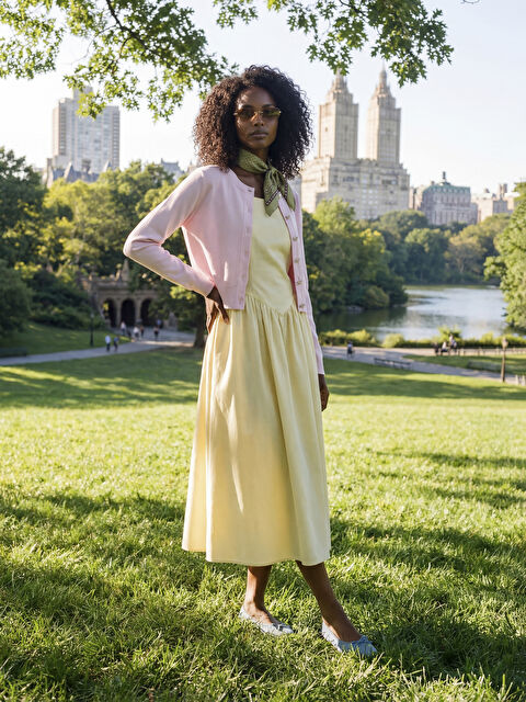 XSIDE U Yaka Büzgülü Belden Oturtmalı Poplin Elbise - S6LJ59Z8-1WD