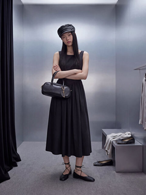 XSIDE U Yaka Büzgülü Belden Oturtmalı Poplin Elbise - S6LJ59Z8-CVL