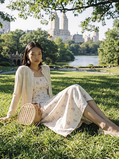 XSIDE Çiçekli Balon Kollu Belden Oturtmalı Elbise - S6LJ64Z8-LT4