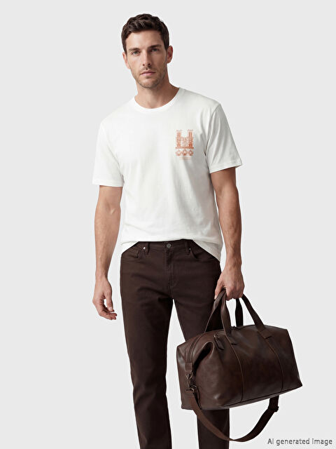 LC WAIKIKI Bisiklet Yaka Baskılı Erkek Tişört - S6LJ77Z8-EEW