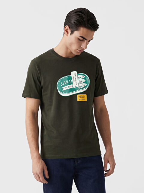 LC WAIKIKI Bisiklet Yaka Baskılı Erkek Tişört