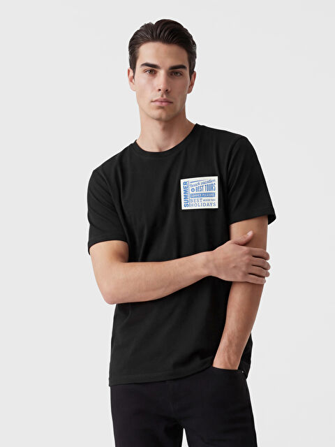 LC WAIKIKI Bisiklet Yaka Baskılı Erkek Penye Tişört