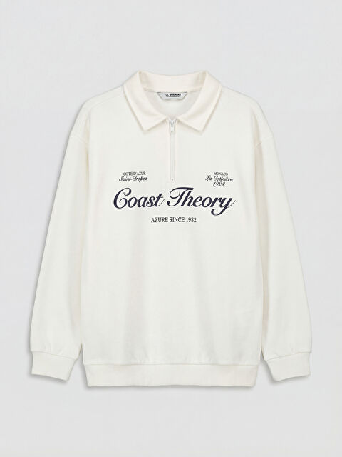 LCW Kids Polo Yaka Baskılı Erkek Çocuk Sweatshirt - S6LJ86Z4-R9J