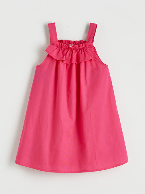 LCW ECO Kare Yaka Fırfırlı Kız Çocuk Elbise - S6LK00Z1-GS5