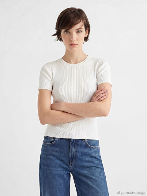 LCW Vision سترة تريكو نسائية بياقة دائرية - S6LK01Z8-FDU