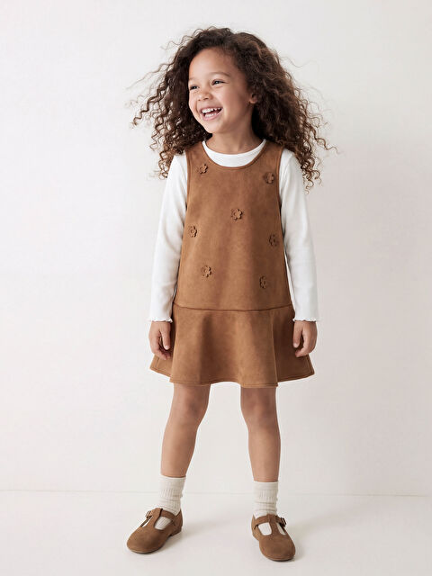 LCW Kids Kız Çocuk Jile Elbise ve Uzun Kollu Tişört - S6LK09Z1-D2N