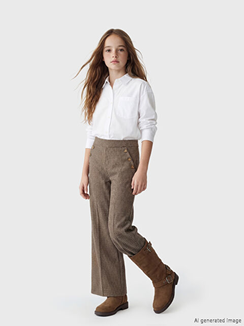 LCW Kids Kız Çocuk Kazayağı Desenli Pantolon