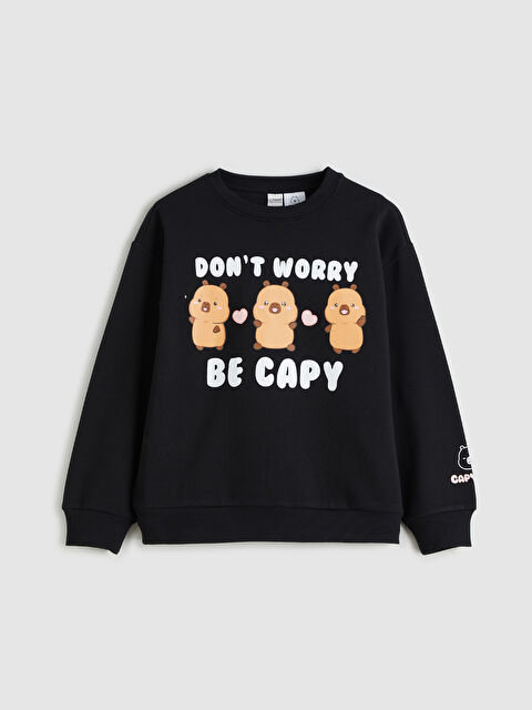 LCW Kids Baskılı Kız Çocuk Kalın Sweatshirt - S6LK26Z4-CVL