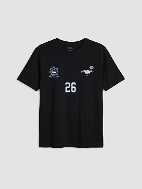 LC WAIKIKI Bisiklet Yaka Baskılı Erkek Tişört