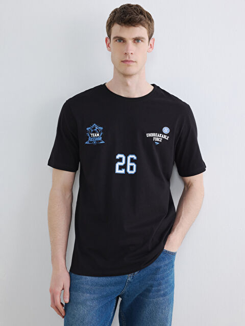 LC WAIKIKI Bisiklet Yaka Baskılı Erkek Tişört