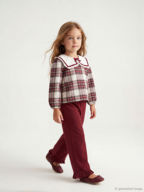 LCW Kids Bebe Yaka Ekose Kız Çocuk Bluz ve Pantolon - S6LK46Z1-LLH