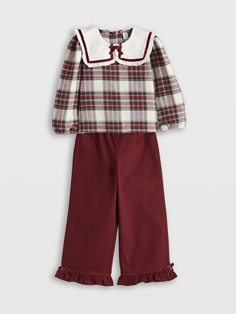 LCW Kids Bebe Yaka Ekose Kız Çocuk Bluz ve Pantolon - S6LK46Z1-LLH