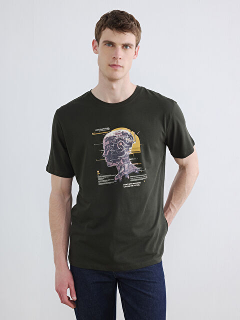 LC WAIKIKI Bisiklet Yaka Baskılı Erkek Tişört