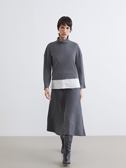 LCW Vision Beli Lastikli A Kesim Triko Etek - S6LK90Z8-DNJ