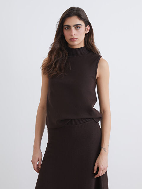 LCW Vision Yarım Balıkçı Yaka Fitilli Kadın Triko Süveter - S6LL26Z8-HDT