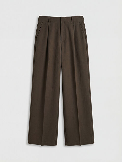 LCW STUDIO Yüksek Bel Geniş Paça Kadın Pileli Kumaş Pantolon - S6LL37Z8-2TF