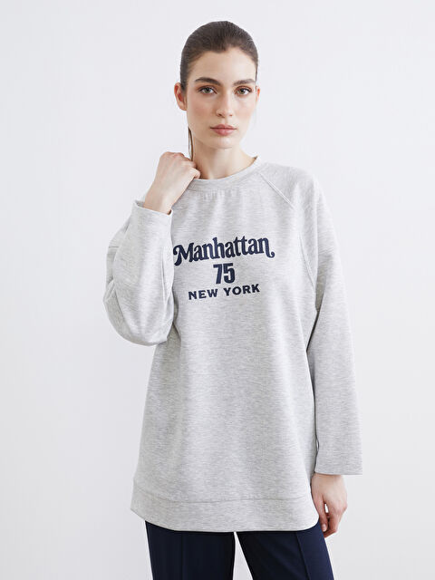 LCW Modest Baskılı Soft Touch Oversize Kadın Sweatshirt Tunik - S6LL63Z8-CT3