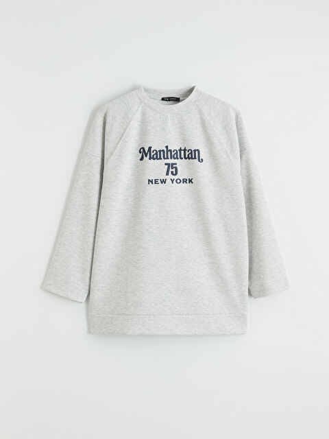 LCW Modest Baskılı Soft Touch Oversize Kadın Sweatshirt Tunik - S6LL63Z8-CT3