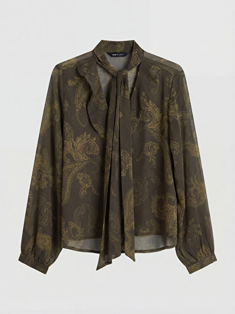 LCWAIKIKI Classic Fular Yaka Desenli Şifon Bluz - S6LL70Z8-F9C