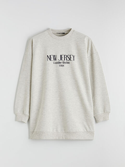 LCW Modest New Jersey Baskılı Kadın Sweatshirt Tunik - S6LL95Z8-CX7