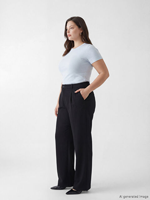 LCW Modest Loose Fit Geniş Paça Kadın Pileli Pantolon - S6LM09Z8-CVL