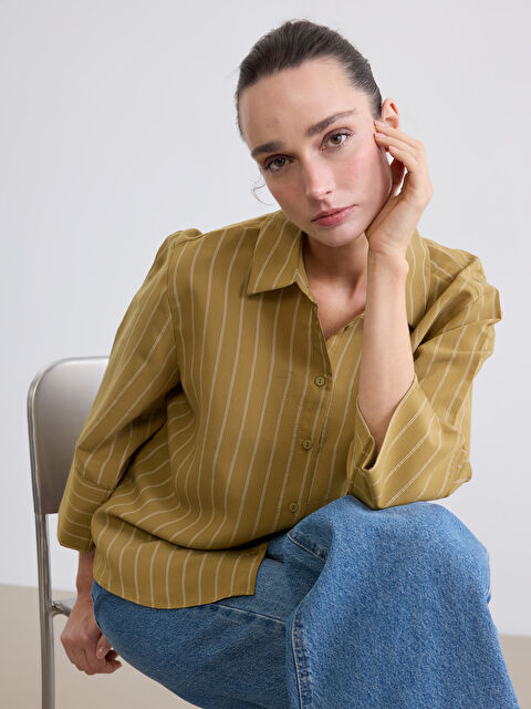 LCWAIKIKI Classic Çizgili Poplin Kadın Gömlek - S6LM12Z8-LGE